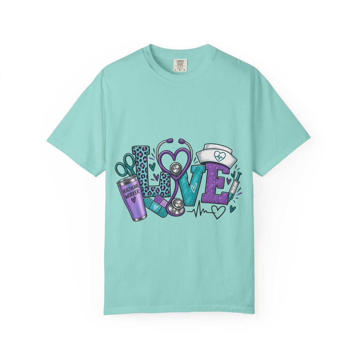 Nurse Love T-Shirt — Medical Hearts, Stethoscope & Scrubs Graphic