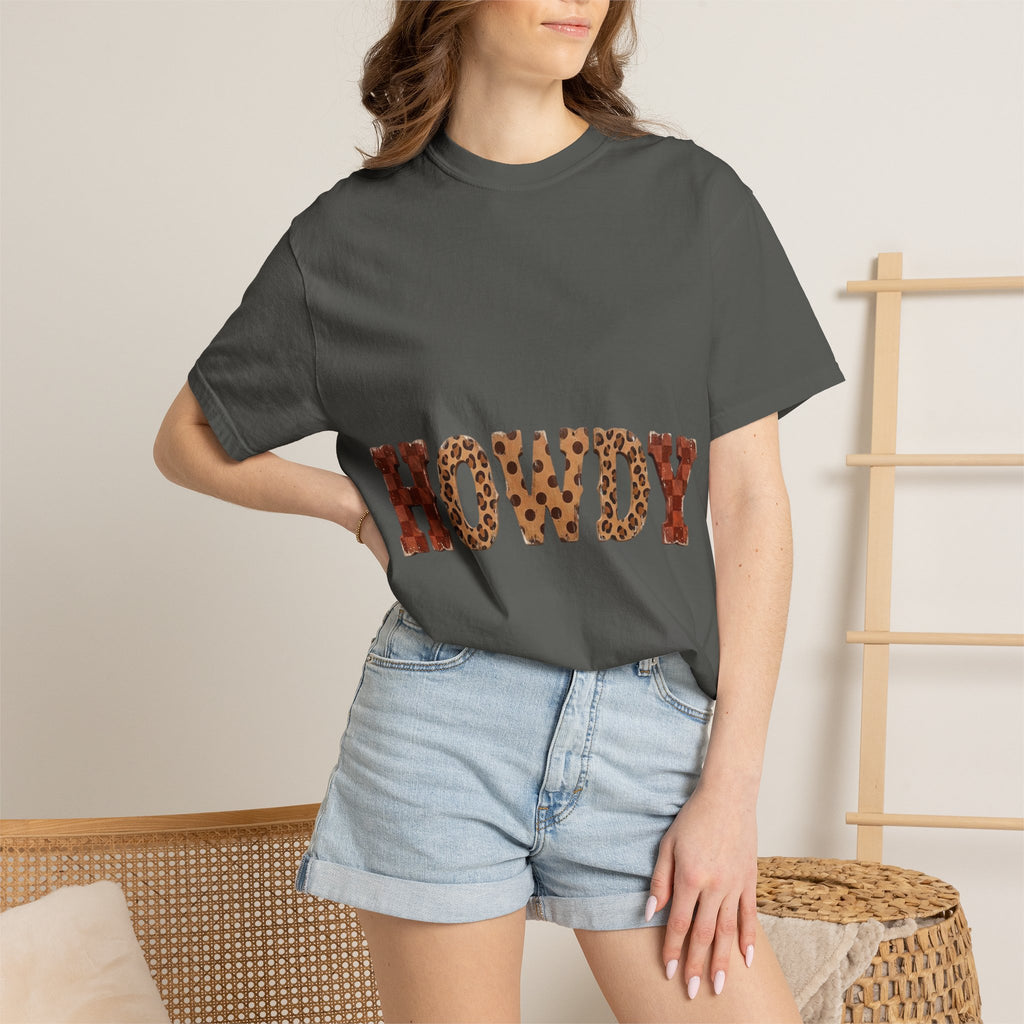 Howdy Leopard Print Tee — Western Graphic Cotton T‑Shirt