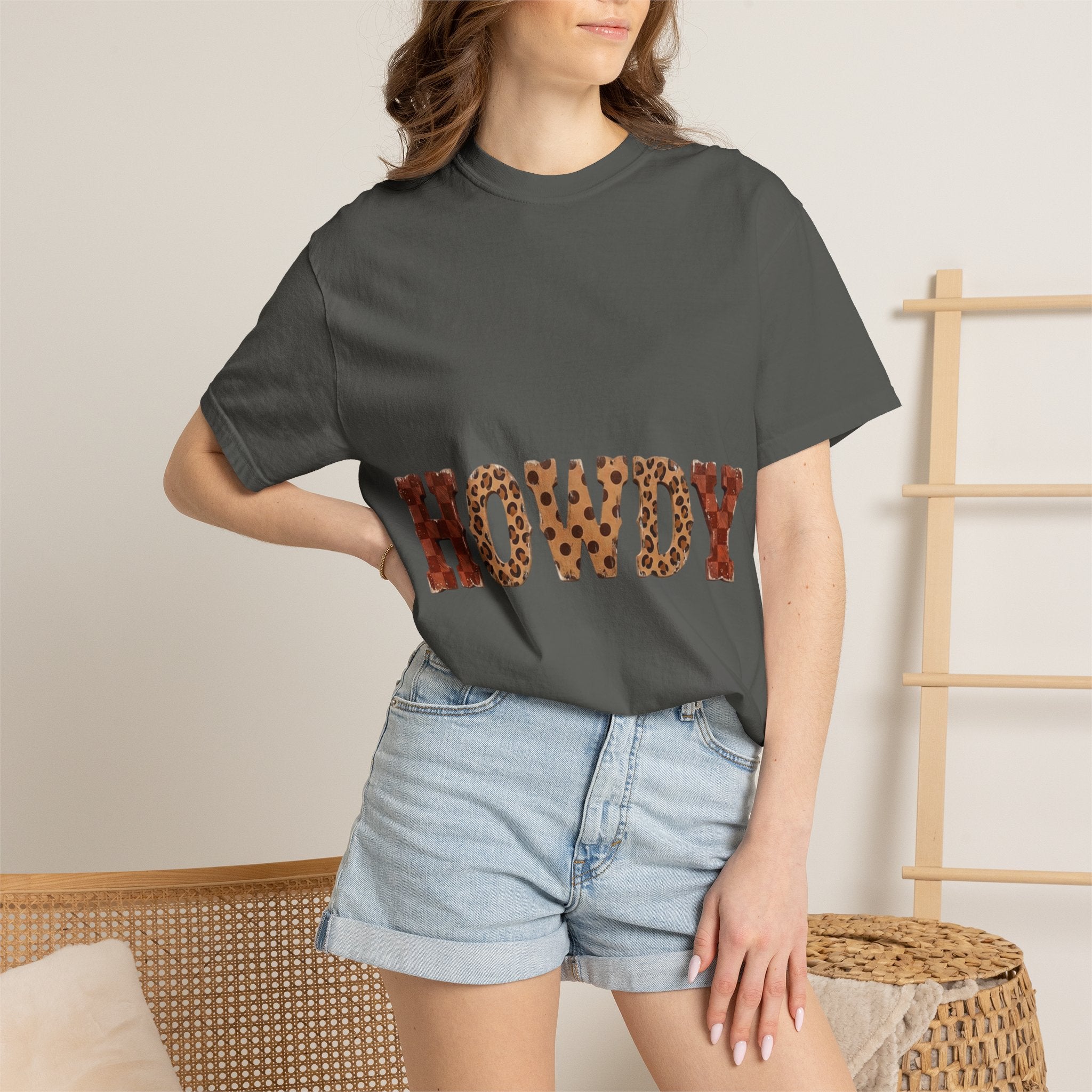 Howdy Leopard Print Tee — Western Graphic Cotton T‑Shirt