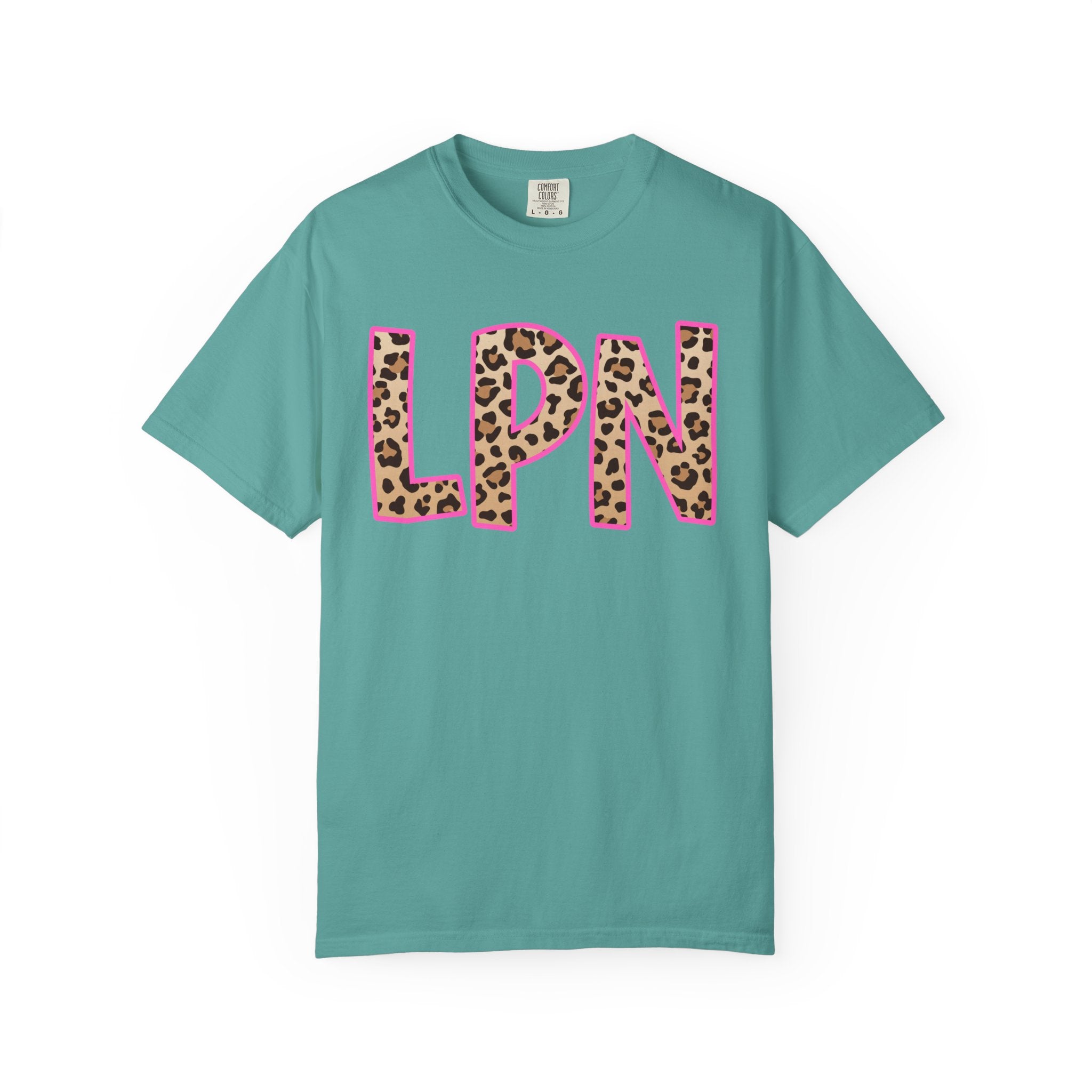 LPN Leopard Print Tee — Pink-Outlined Licensed Practical Nurse T-Shirt