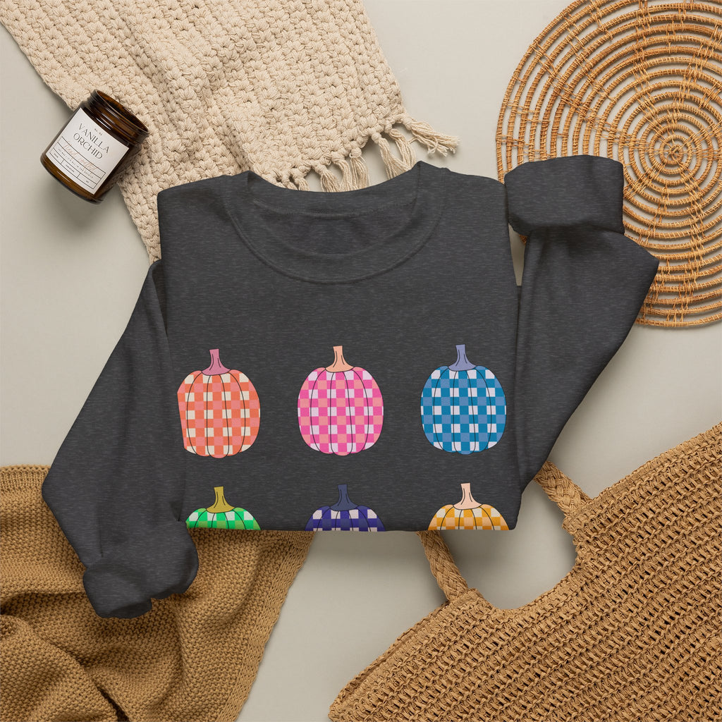 Pumpkin grid autumn Crewneck Sweatshirt