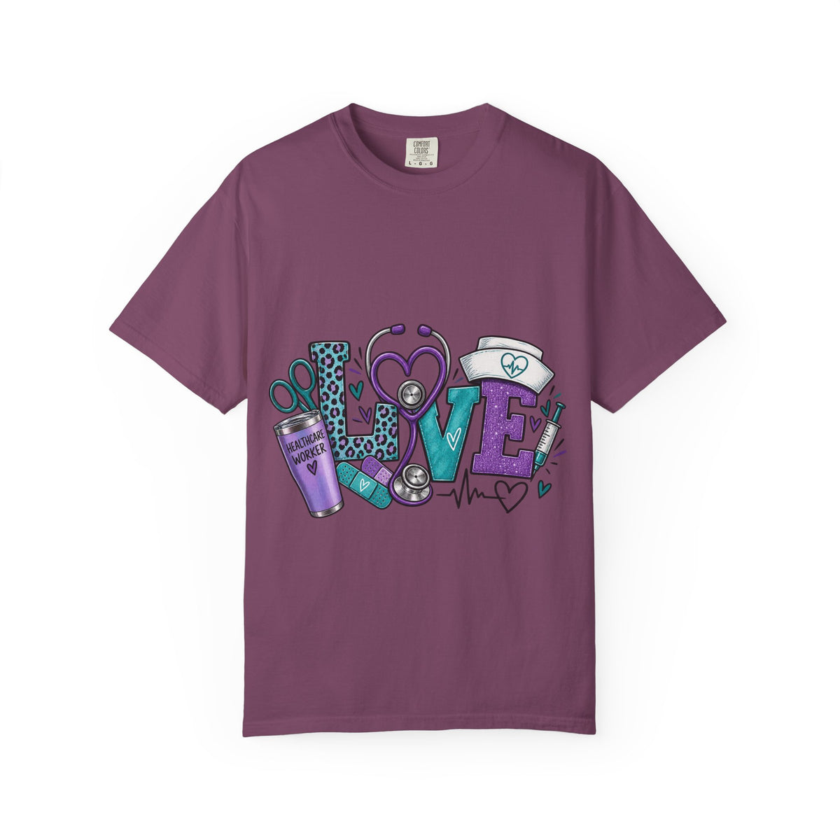 Nurse Love T-Shirt — Medical Hearts, Stethoscope & Scrubs Graphic
