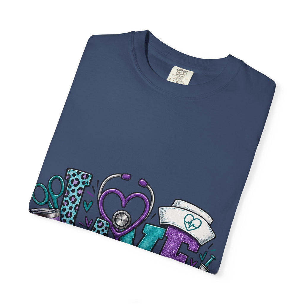 Nurse Love T-Shirt — Medical Hearts, Stethoscope & Scrubs Graphic