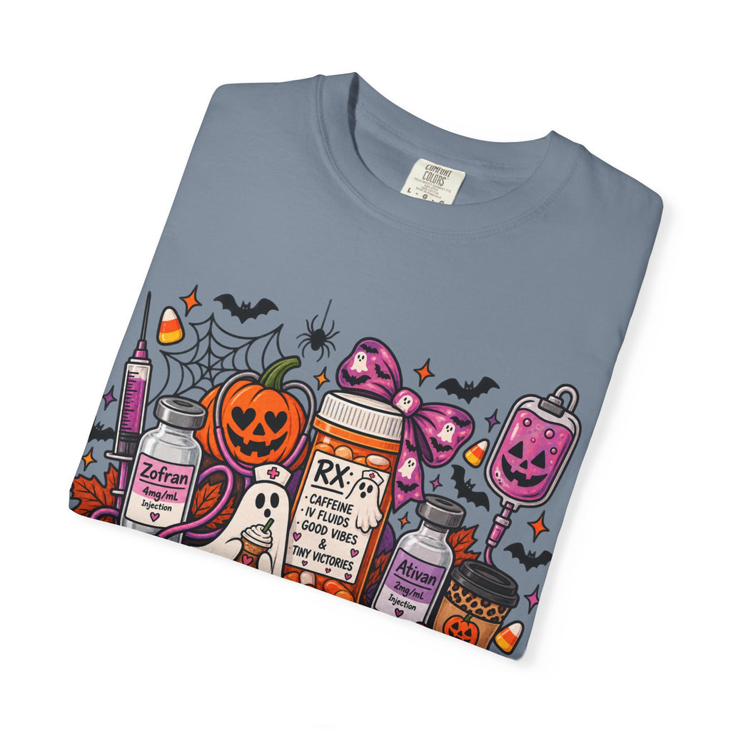 Halloween Pill Bottle T-Shirt — Candy, Pumpkins & Spooky Medicine Design