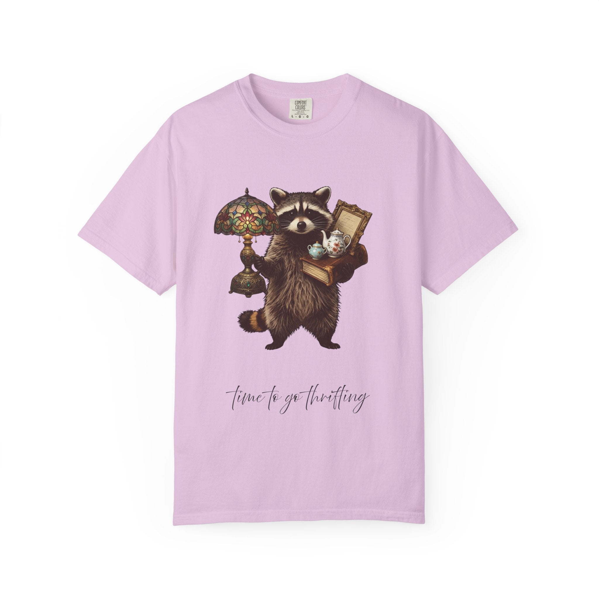 Raccoon Thrifting Graphic T-Shirt — 'Time to Go Thrifting' Vintage Style