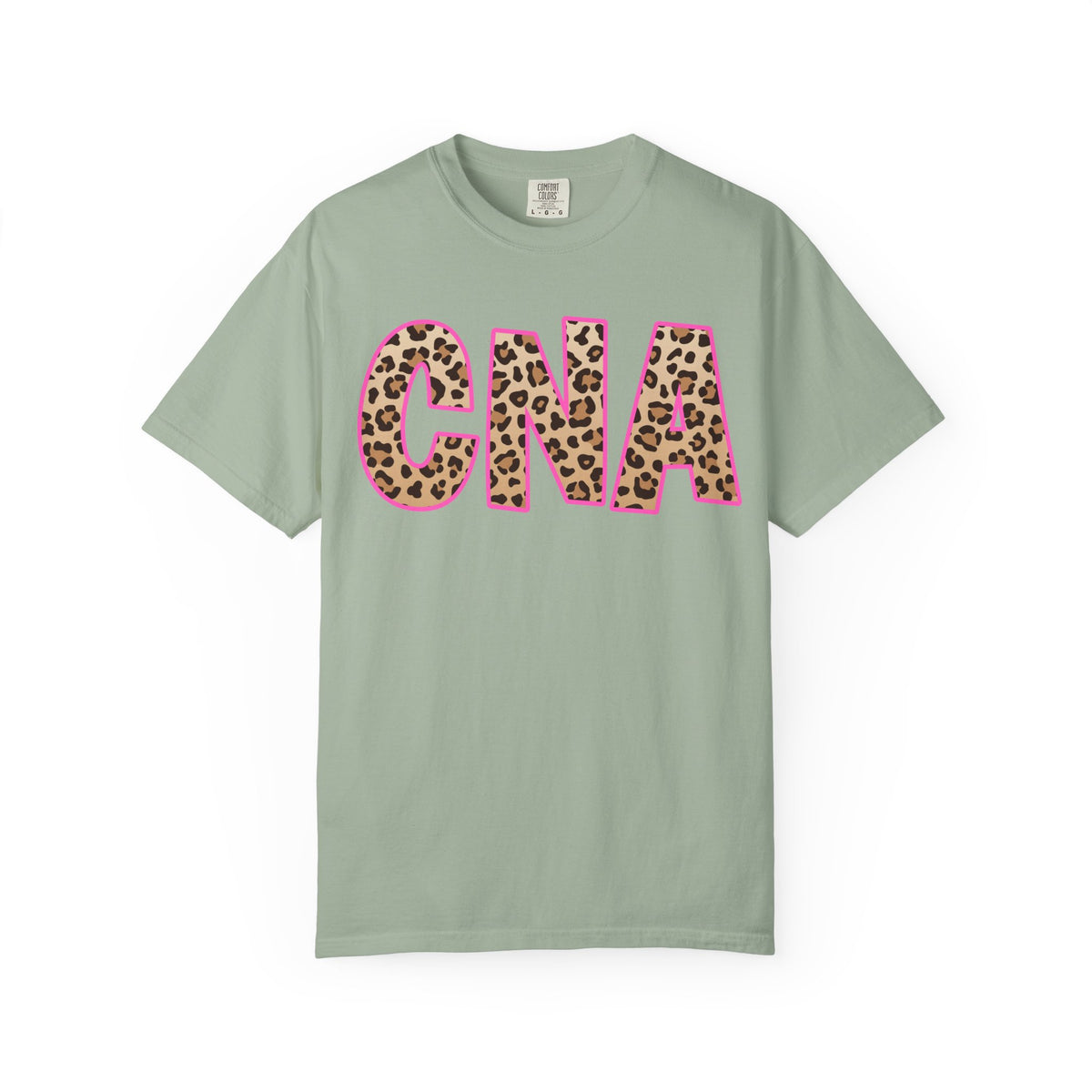 CNA Leopard Print Tee — Pink Outline Certified Nursing Assistant Shirt