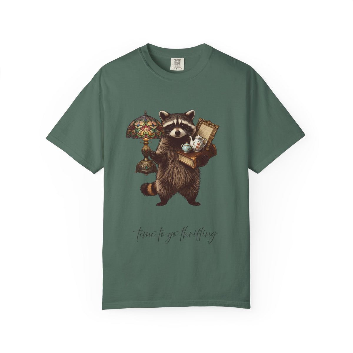 Raccoon Thrifting Graphic T-Shirt — 'Time to Go Thrifting' Vintage Style