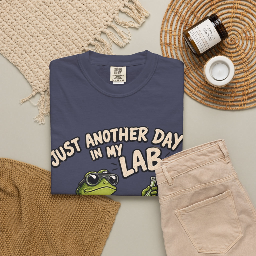 Just Another Day in My Lab Frog T-Shirt — Cute Scientist Amphibian Tee for Lab Lovers