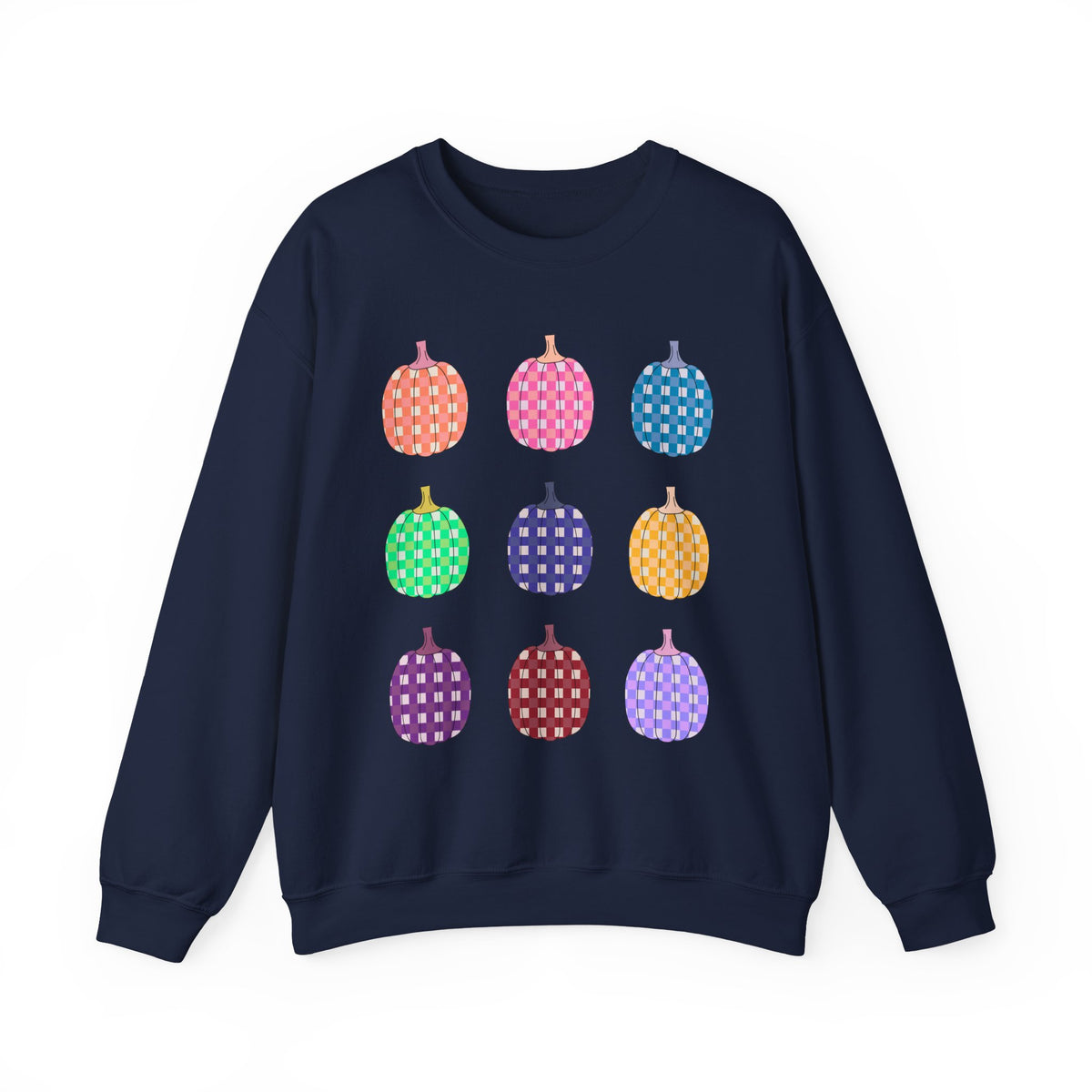 Pumpkin grid autumn Crewneck Sweatshirt