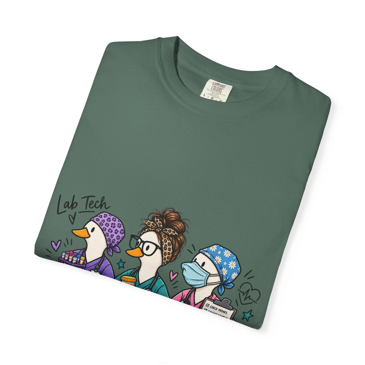 Lab Tech Team T-Shirt — Cute Cartoon Laboratory Scientist Shirt for Medical & Research Staff