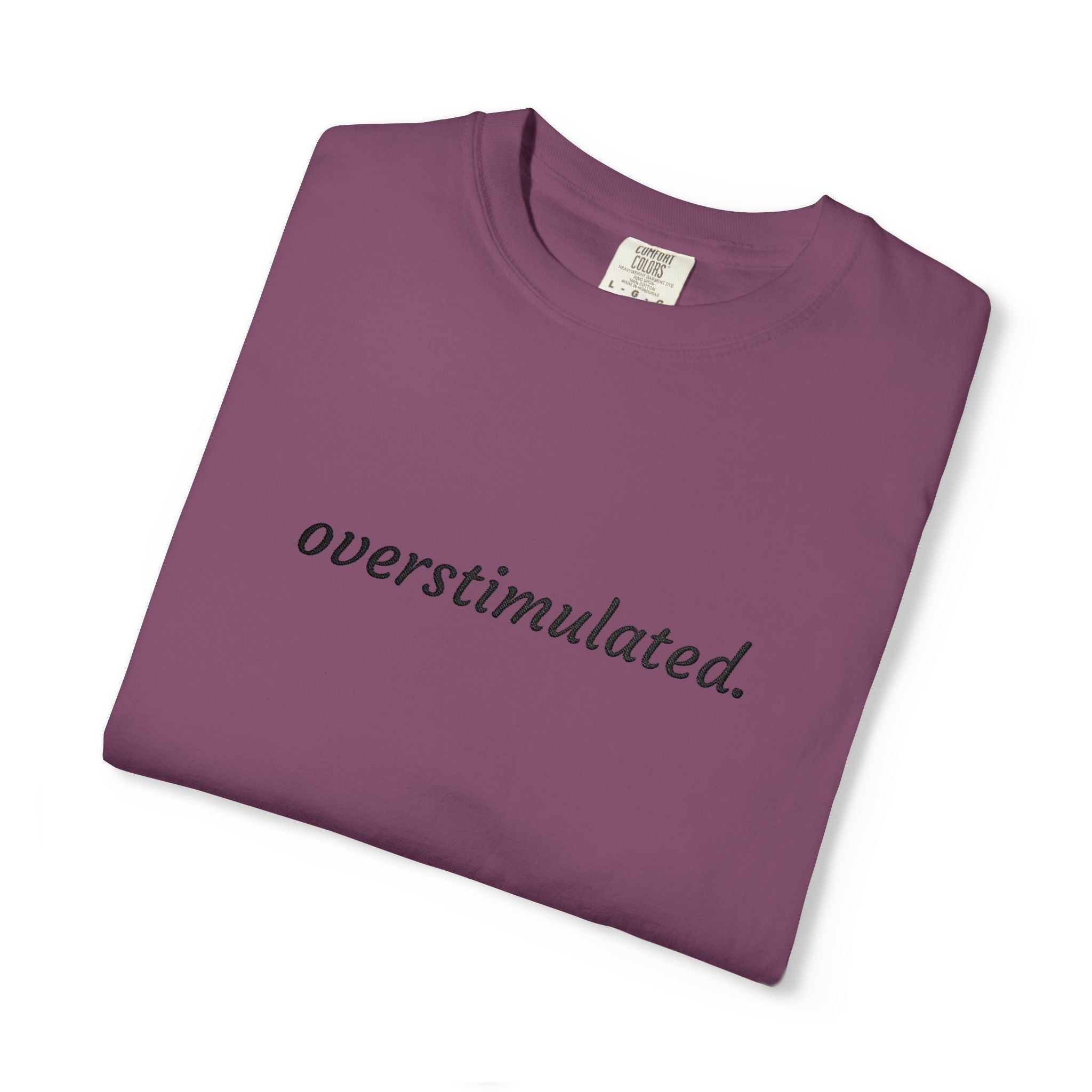 Overstimulated Tee — Minimalist White Graphic T‑Shirt