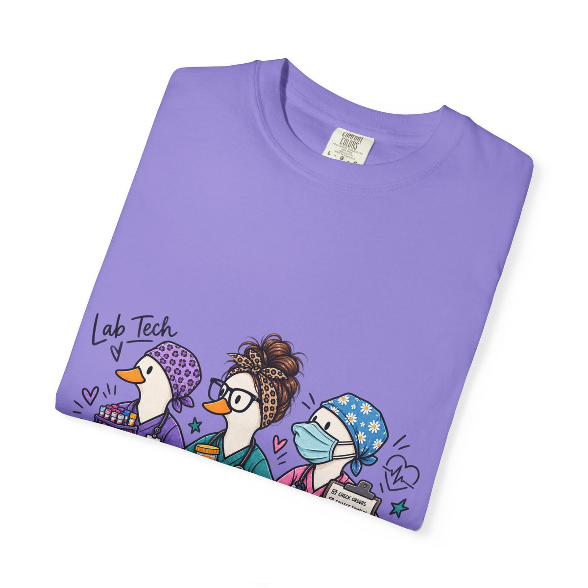 Lab Tech Team T-Shirt — Cute Cartoon Laboratory Scientist Shirt for Medical & Research Staff