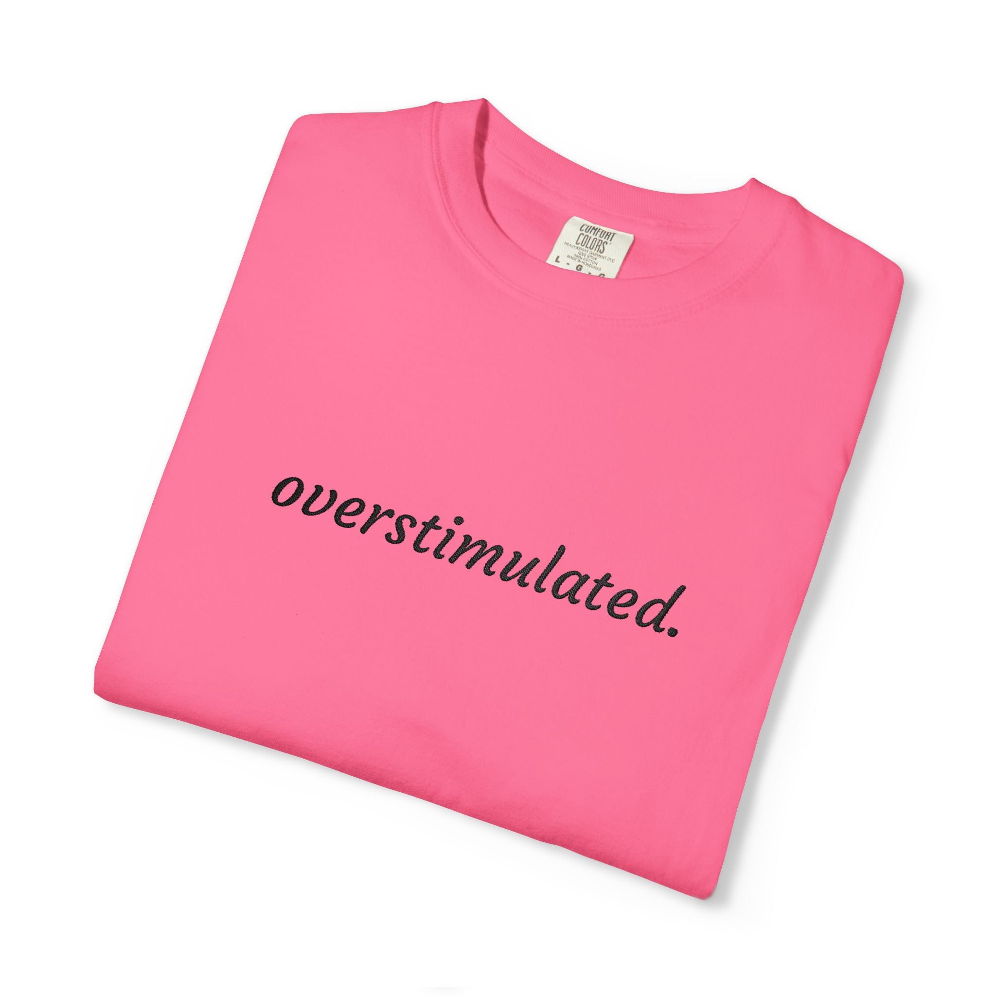 Overstimulated Tee — Minimalist White Graphic T‑Shirt