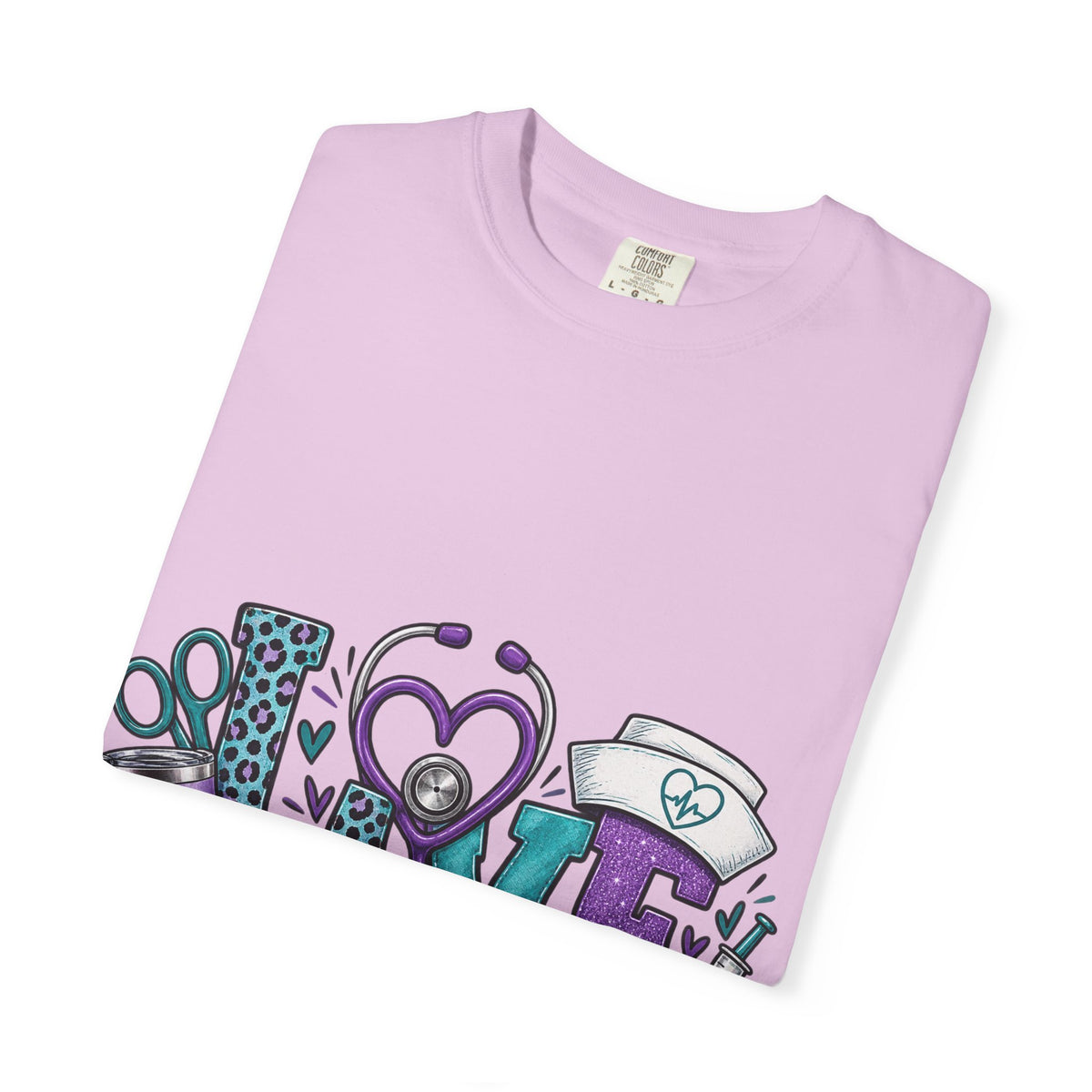 Nurse Love T-Shirt — Medical Hearts, Stethoscope & Scrubs Graphic