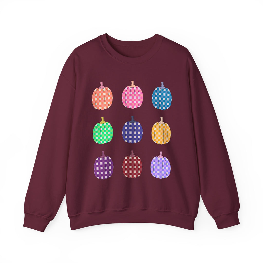 Pumpkin grid autumn Crewneck Sweatshirt