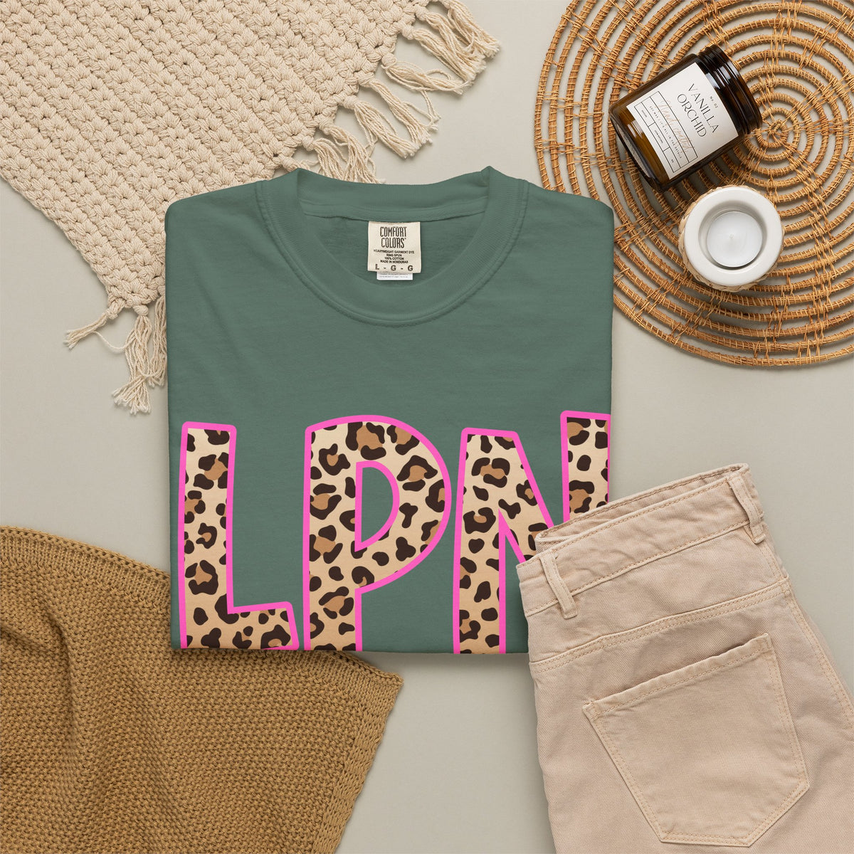 LPN Leopard Print Tee — Pink-Outlined Licensed Practical Nurse T-Shirt