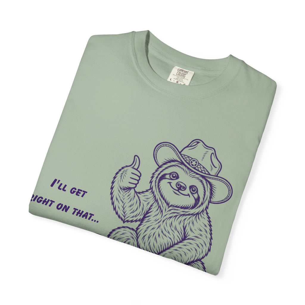 Sloth on Turtle T-Shirt – “I’ll Get Right on That” Vintage Graphic Tee