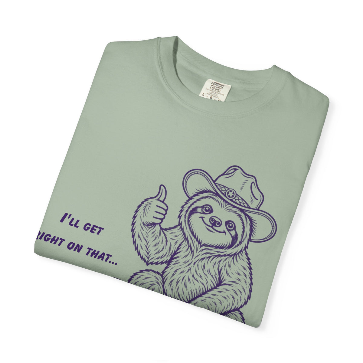 Sloth on Turtle T-Shirt – “I’ll Get Right on That” Vintage Graphic Tee