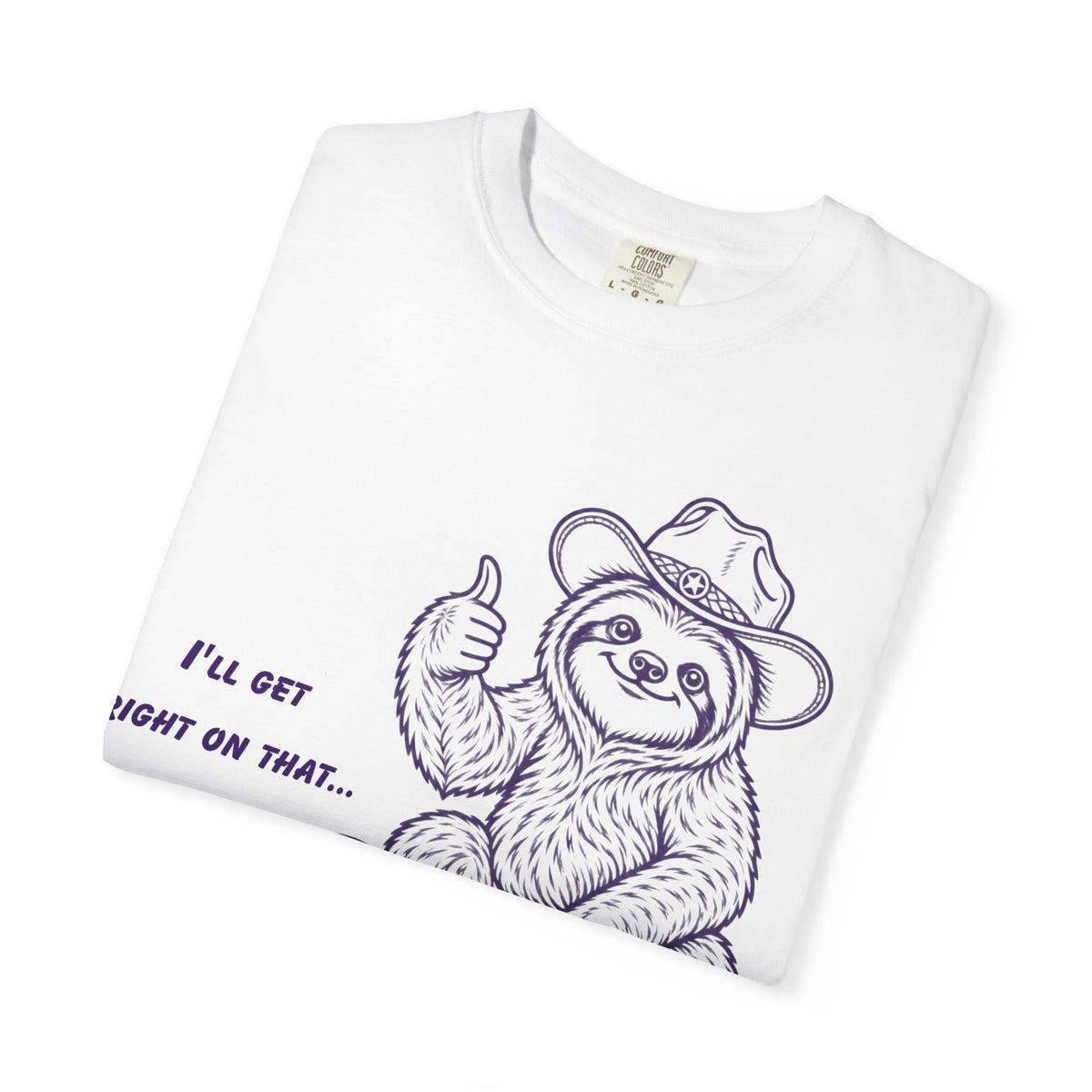 Sloth on Turtle T-Shirt – “I’ll Get Right on That” Vintage Graphic Tee