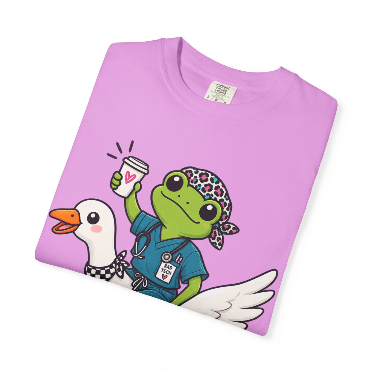 Just Winging It Nurse T-Shirt — Frog Scrub Nurse Riding Goose Graphic Tee