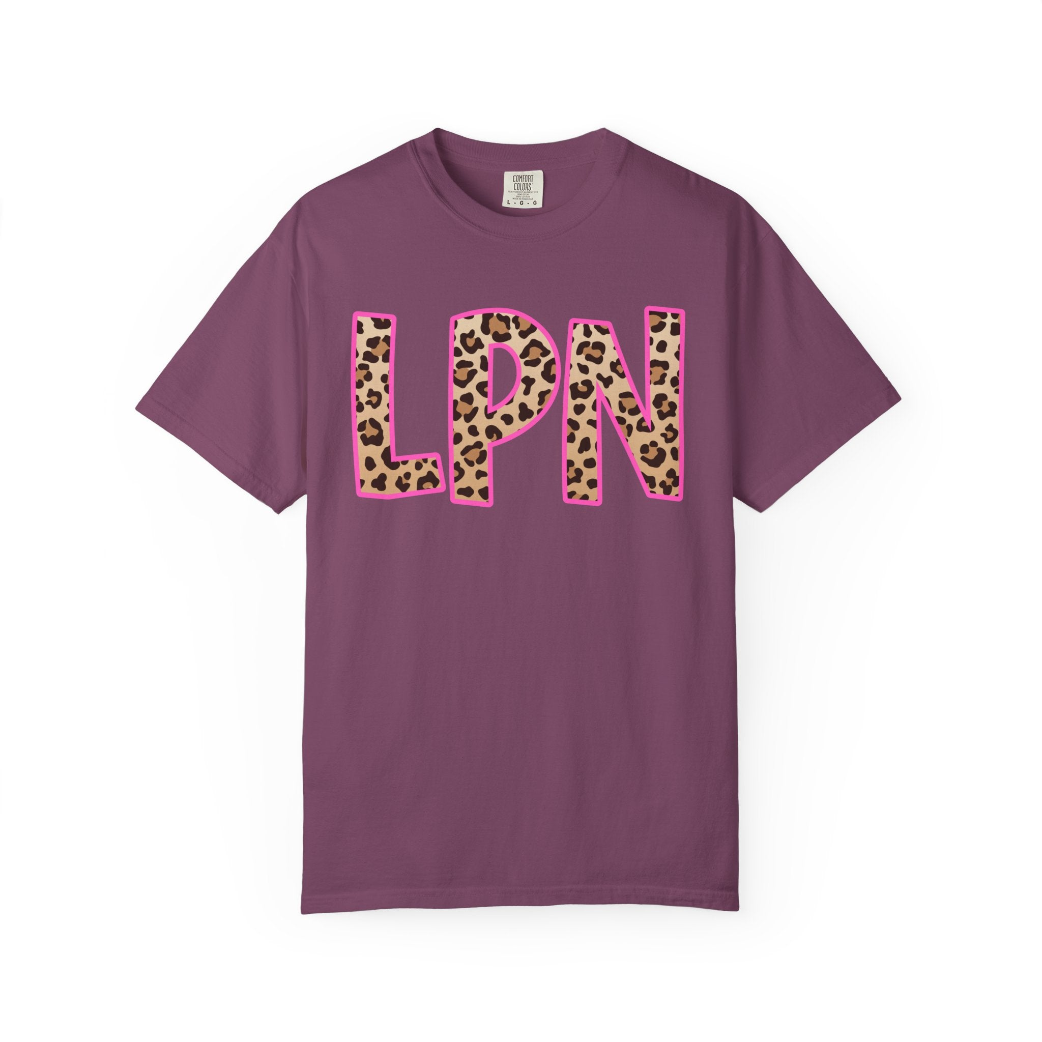LPN Leopard Print Tee — Pink-Outlined Licensed Practical Nurse T-Shirt