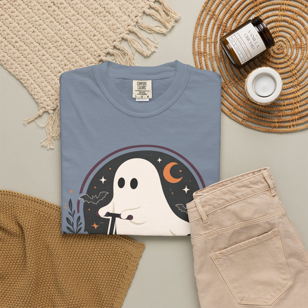 Ghost Scooter T‑Shirt — "Off to Regulate Some Spooky Emotions" Halloween Tee