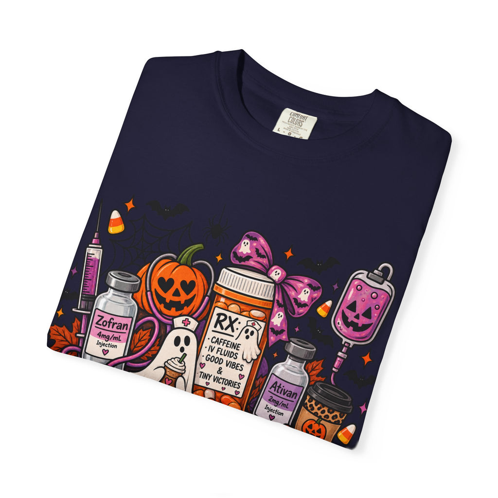Halloween Pill Bottle T-Shirt — Candy, Pumpkins & Spooky Medicine Design