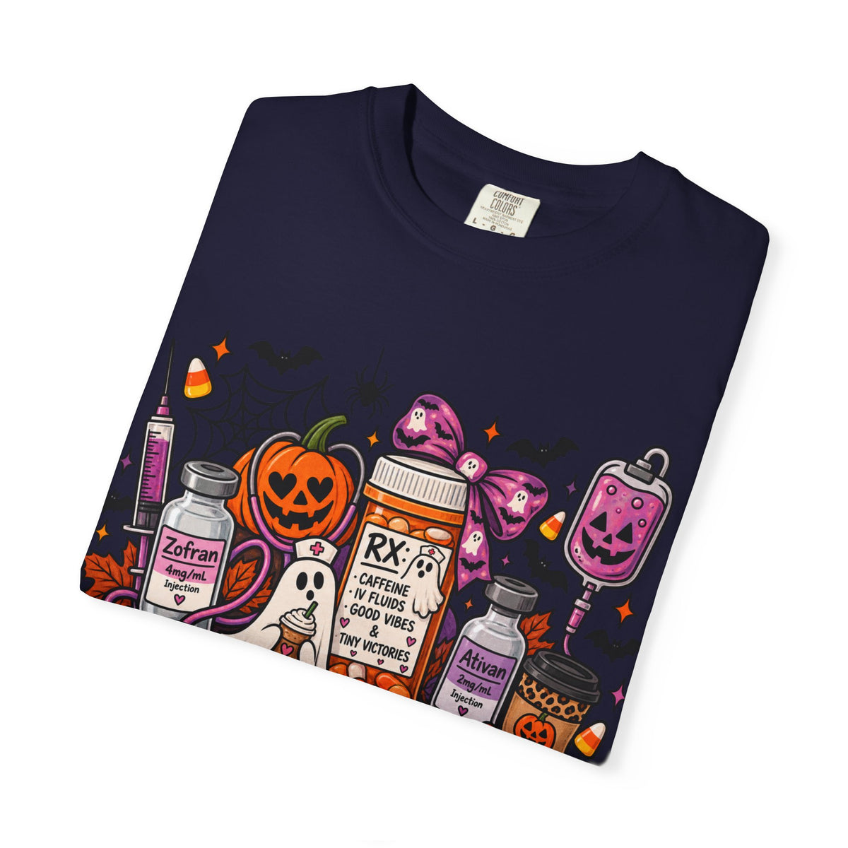 Halloween Pill Bottle T-Shirt — Candy, Pumpkins & Spooky Medicine Design