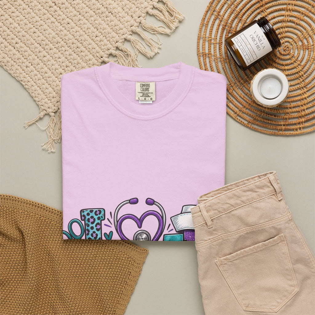 Nurse Love T-Shirt — Medical Hearts, Stethoscope & Scrubs Graphic