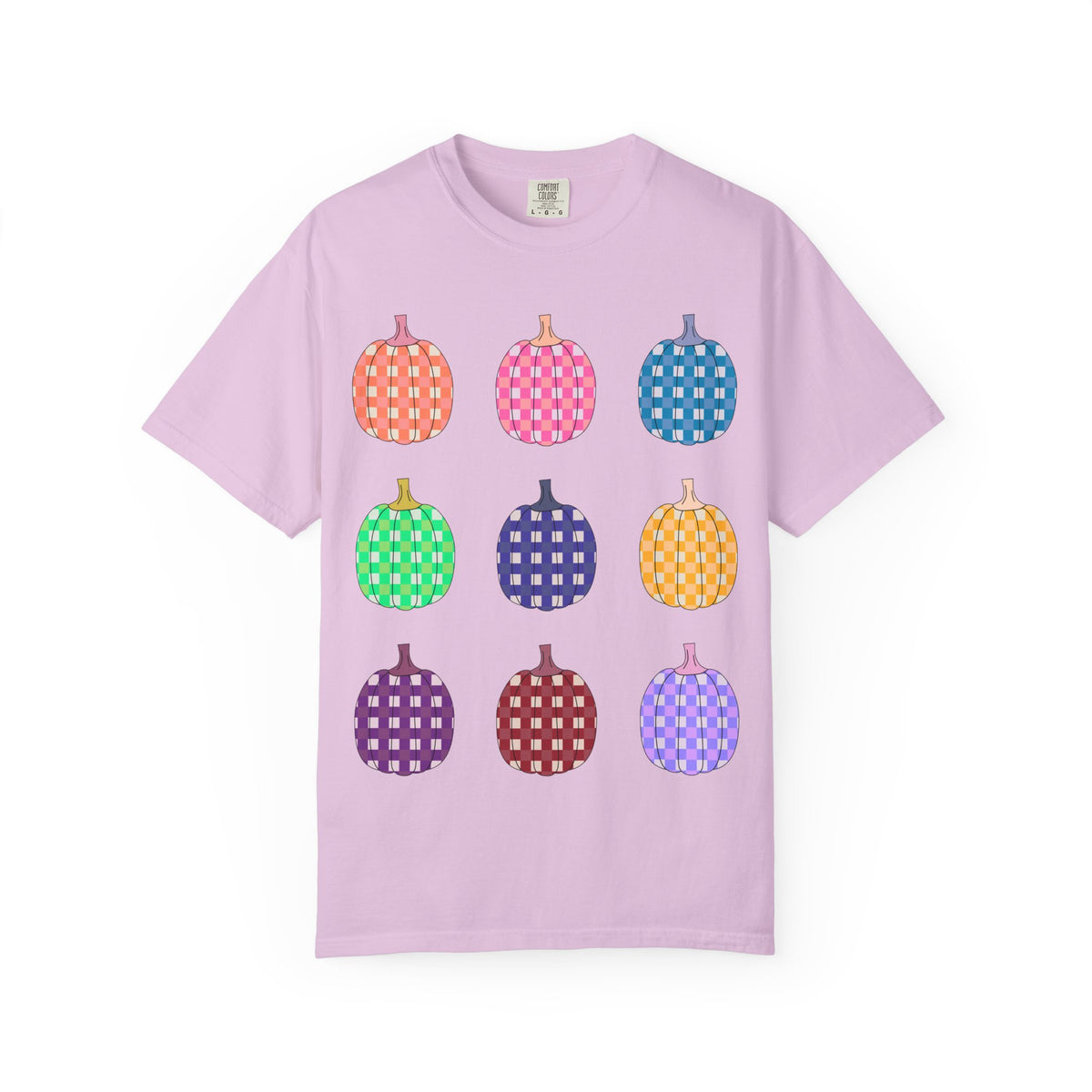 Pumpkin Grid T‑Shirt — Colorful Patterned Pumpkins Tee for Fall & Halloween