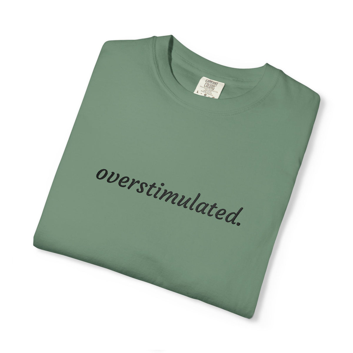 Overstimulated Tee — Minimalist White Graphic T‑Shirt