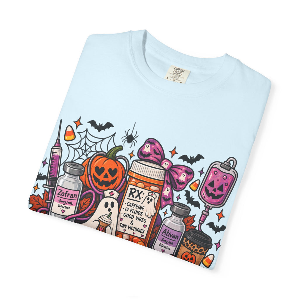 Halloween Pill Bottle T-Shirt — Candy, Pumpkins & Spooky Medicine Design