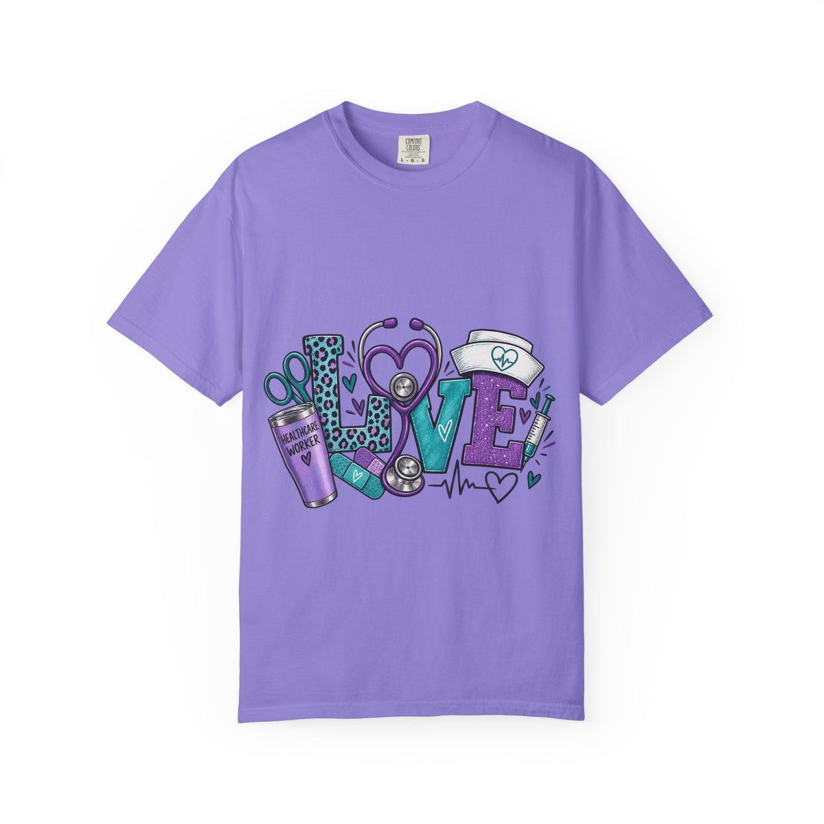 Nurse Love T-Shirt — Medical Hearts, Stethoscope & Scrubs Graphic