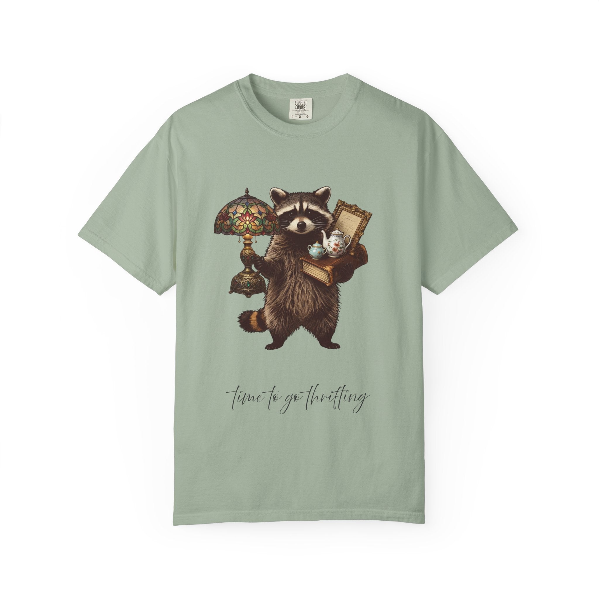 Raccoon Thrifting Graphic T-Shirt — 'Time to Go Thrifting' Vintage Style