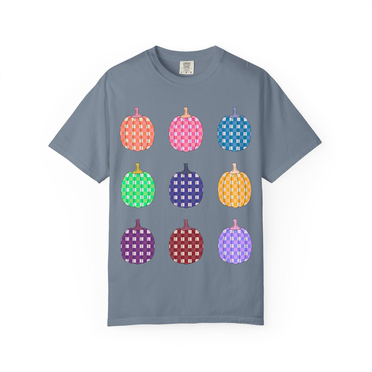 Pumpkin Grid T‑Shirt — Colorful Patterned Pumpkins Tee for Fall & Halloween
