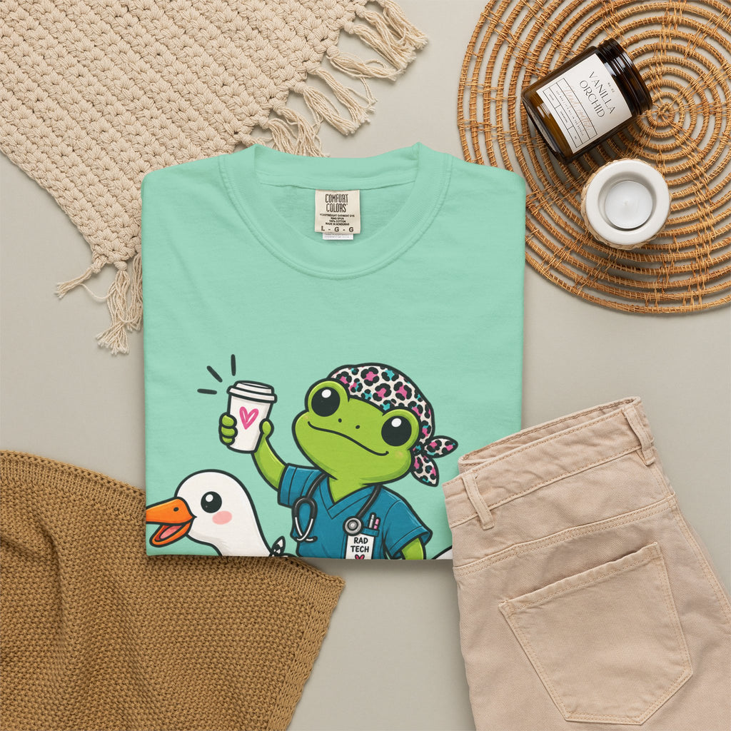 Just Winging It Nurse T-Shirt — Frog Scrub Nurse Riding Goose Graphic Tee