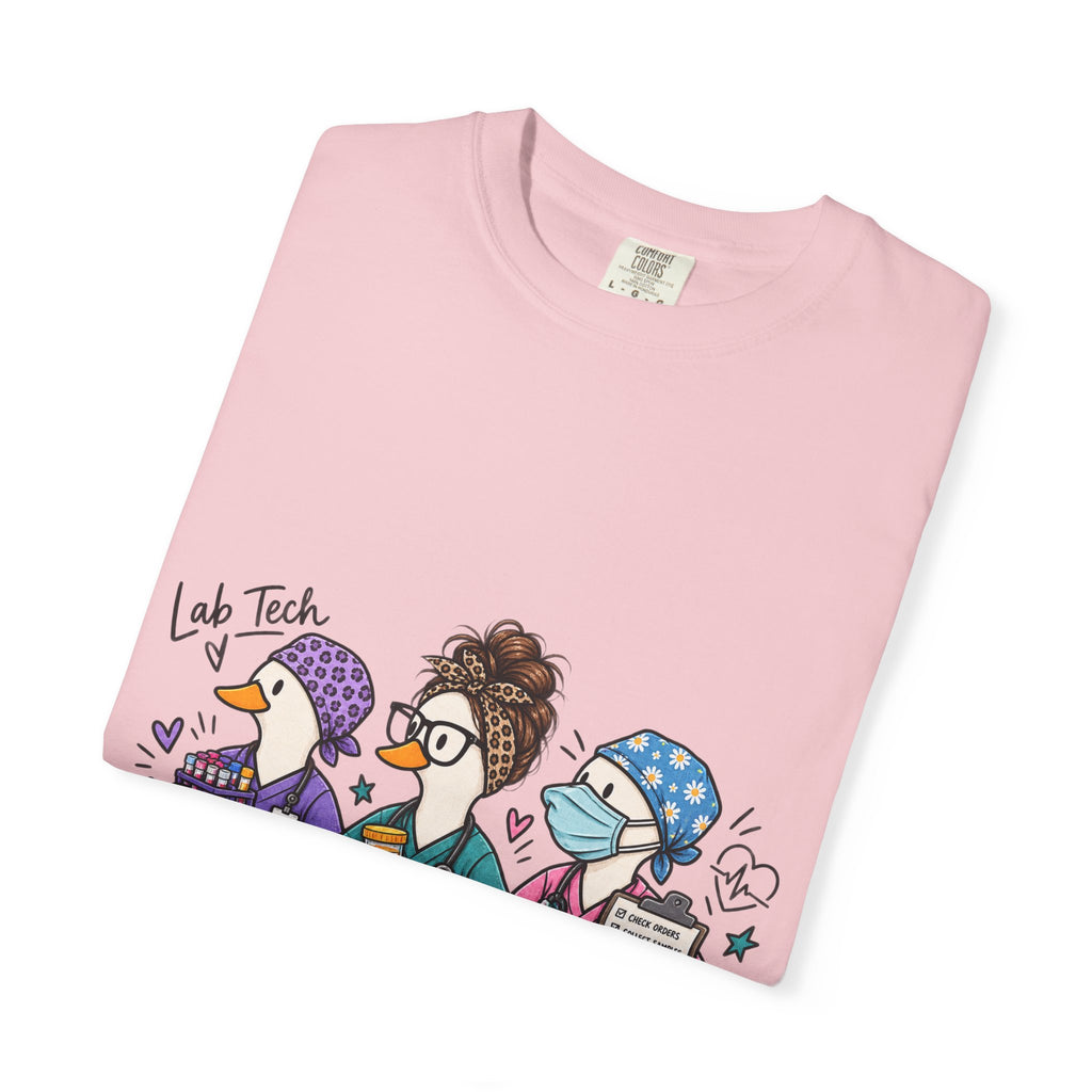 Lab Tech Team T-Shirt — Cute Cartoon Laboratory Scientist Shirt for Medical & Research Staff