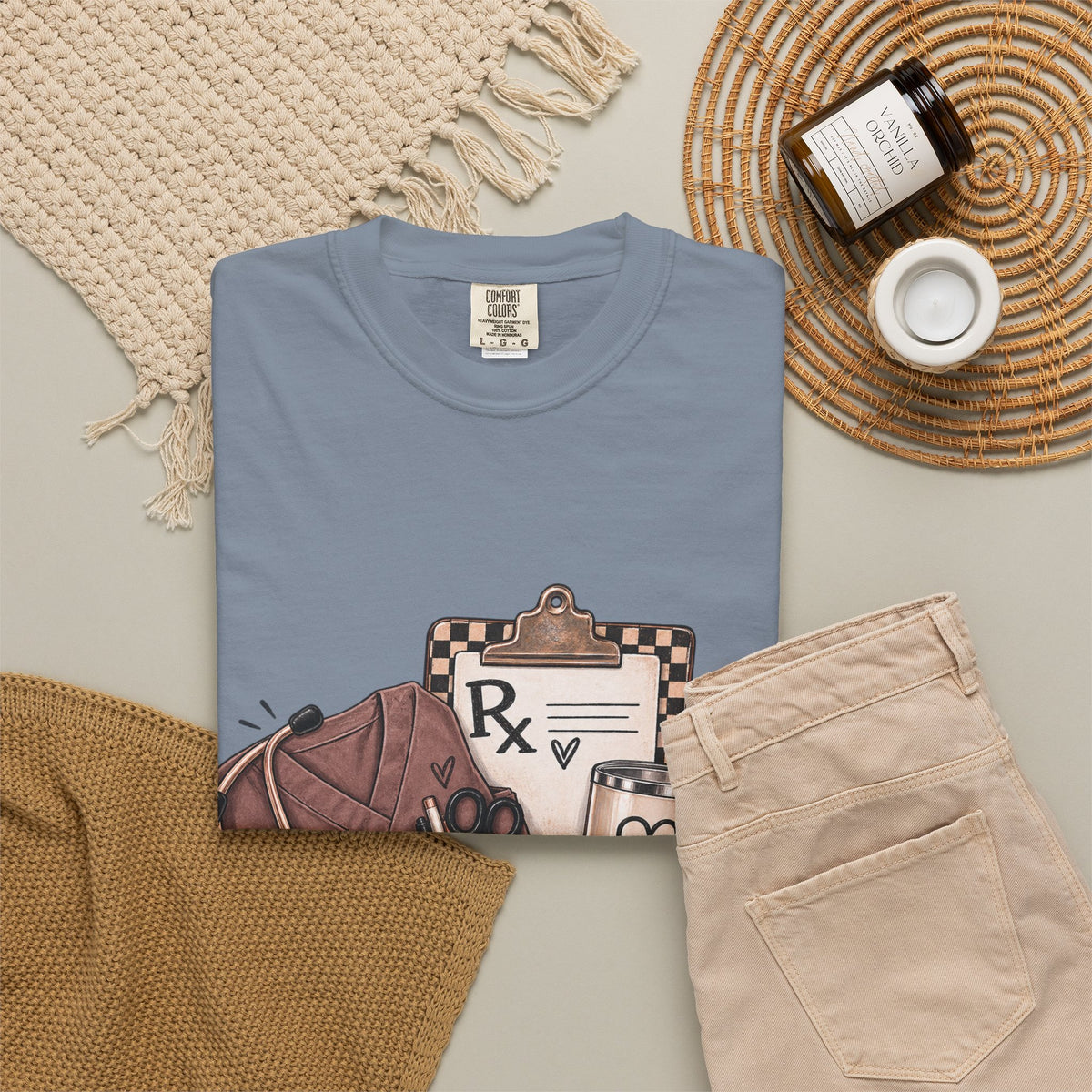 Nurse Life Graphic T-Shirt — Medical Symbols, Heartbeat & Clipboard Design
