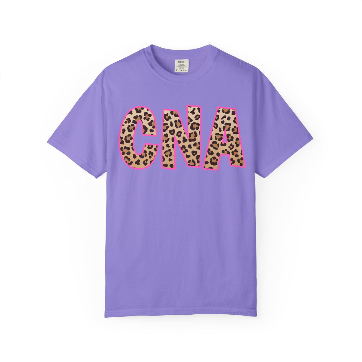 CNA Leopard Print Tee — Pink Outline Certified Nursing Assistant Shirt