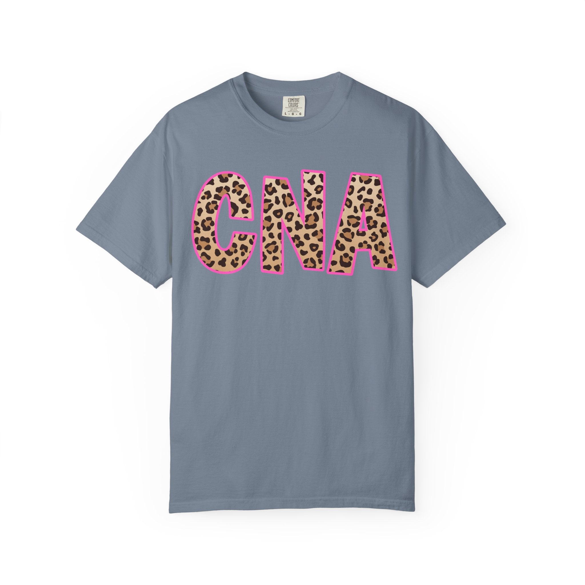 CNA Leopard Print Tee — Pink Outline Certified Nursing Assistant Shirt