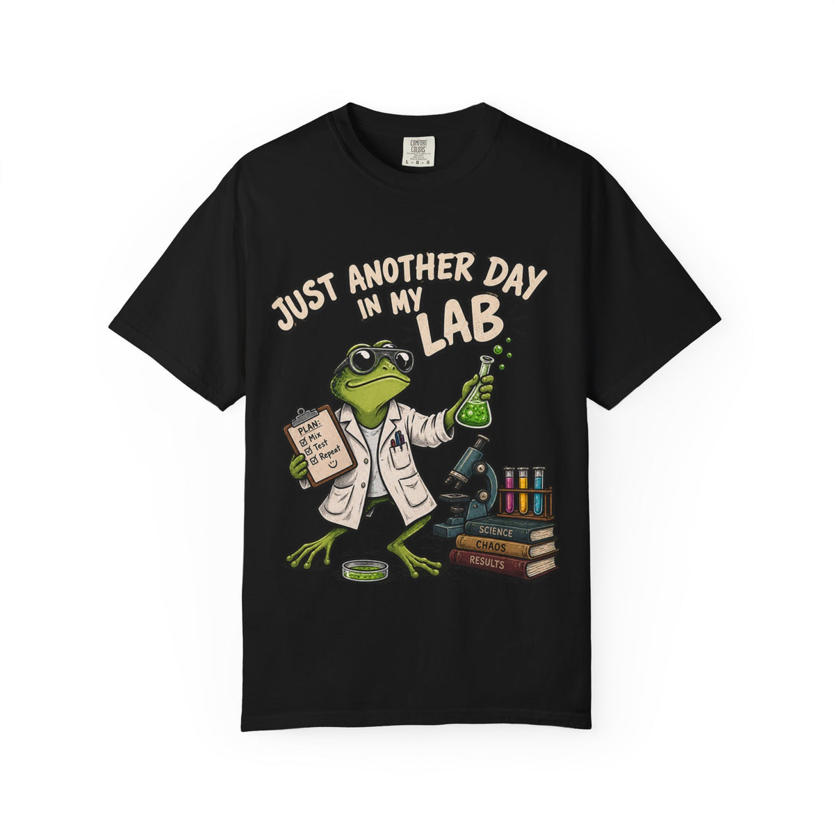 Just Another Day in My Lab Frog T-Shirt — Cute Scientist Amphibian Tee for Lab Lovers