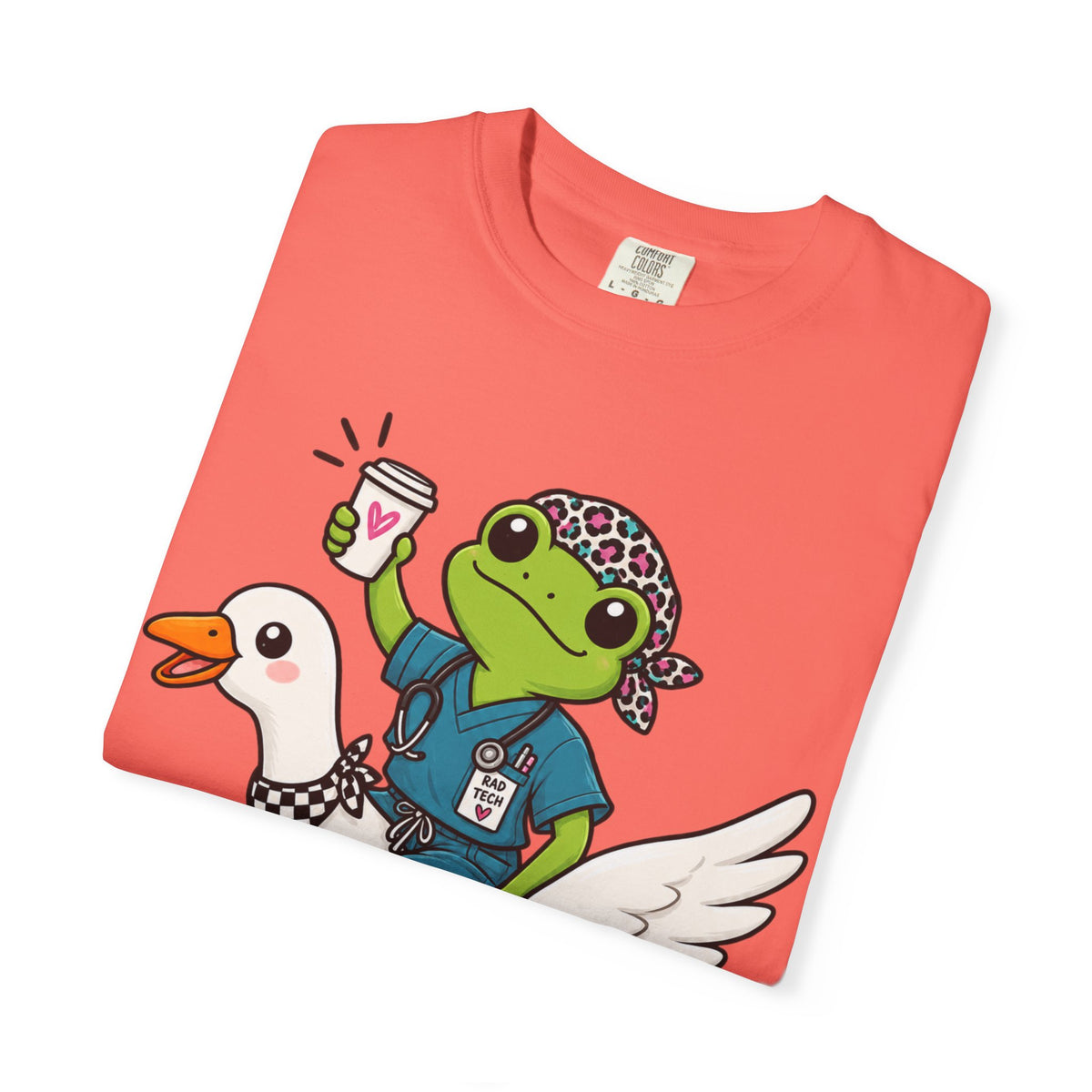 Just Winging It Nurse T-Shirt — Frog Scrub Nurse Riding Goose Graphic Tee