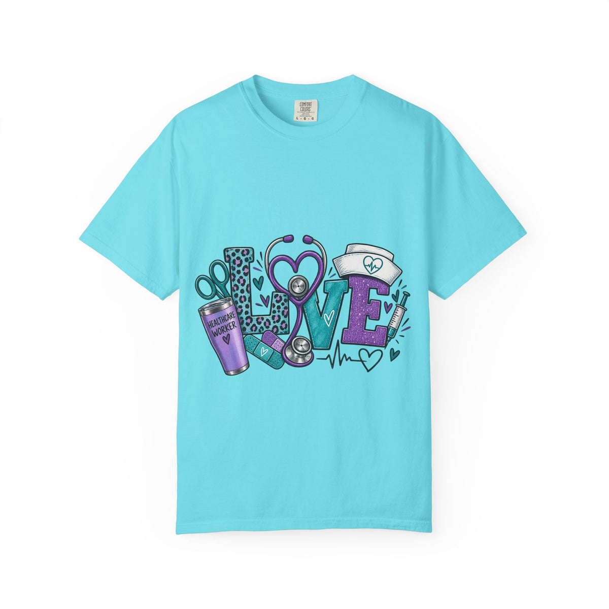 Nurse Love T-Shirt — Medical Hearts, Stethoscope & Scrubs Graphic