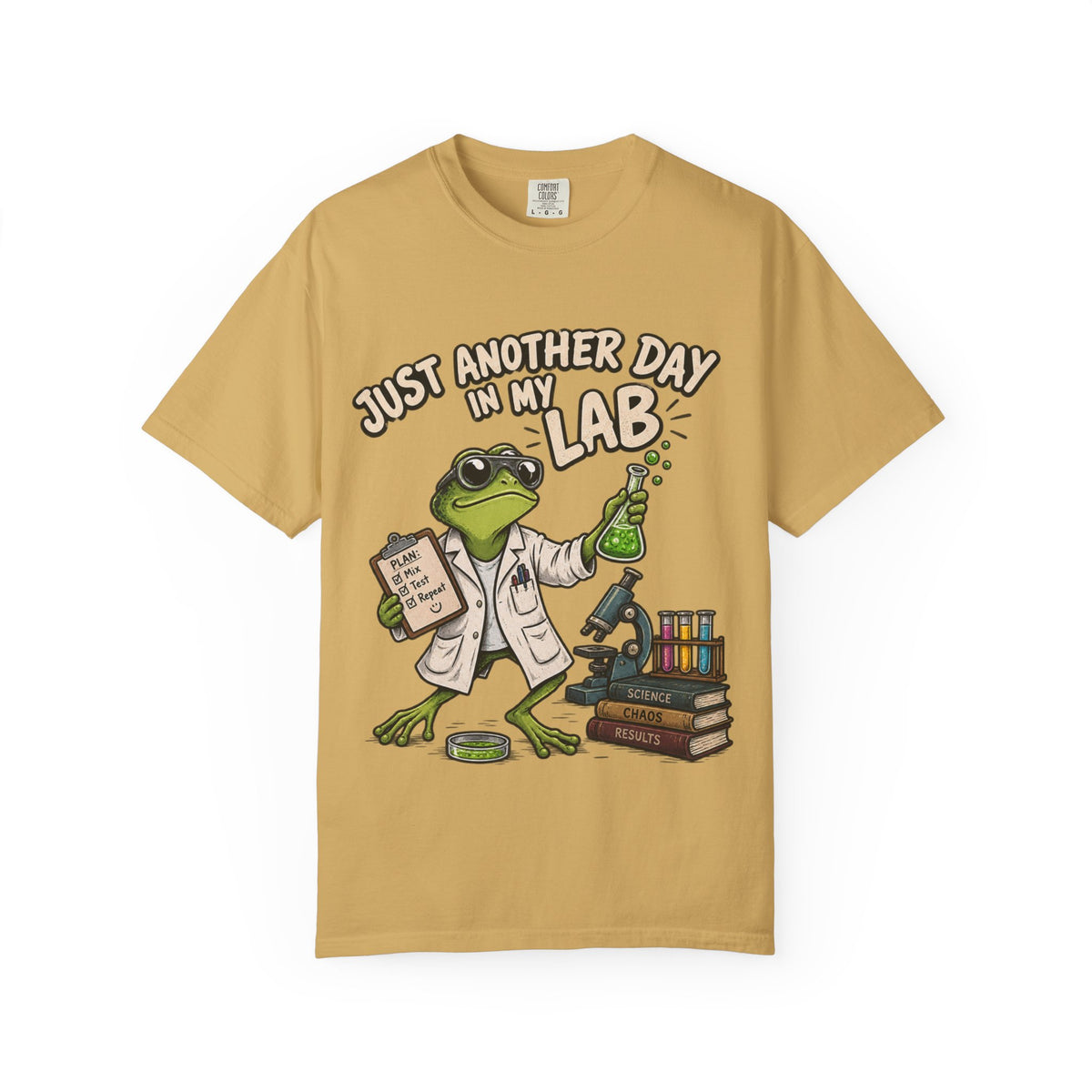Just Another Day in My Lab Frog T-Shirt — Cute Scientist Amphibian Tee for Lab Lovers