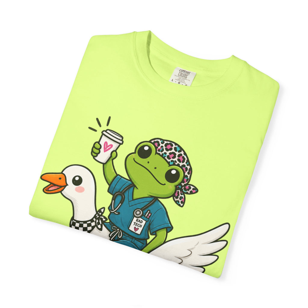 Just Winging It Nurse T-Shirt — Frog Scrub Nurse Riding Goose Graphic Tee