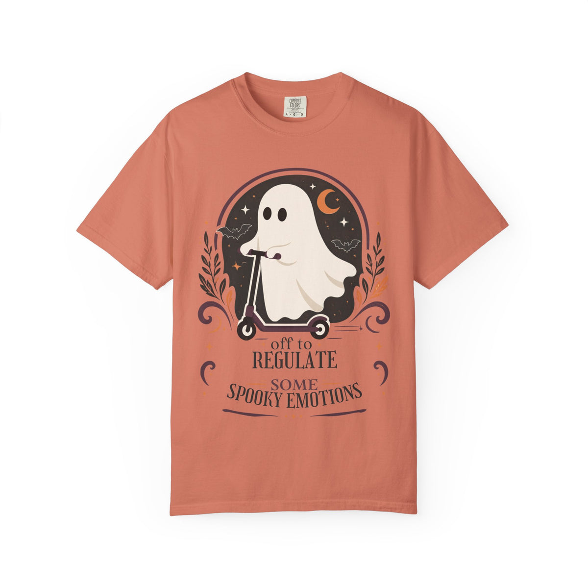 Ghost Scooter T‑Shirt — "Off to Regulate Some Spooky Emotions" Halloween Tee