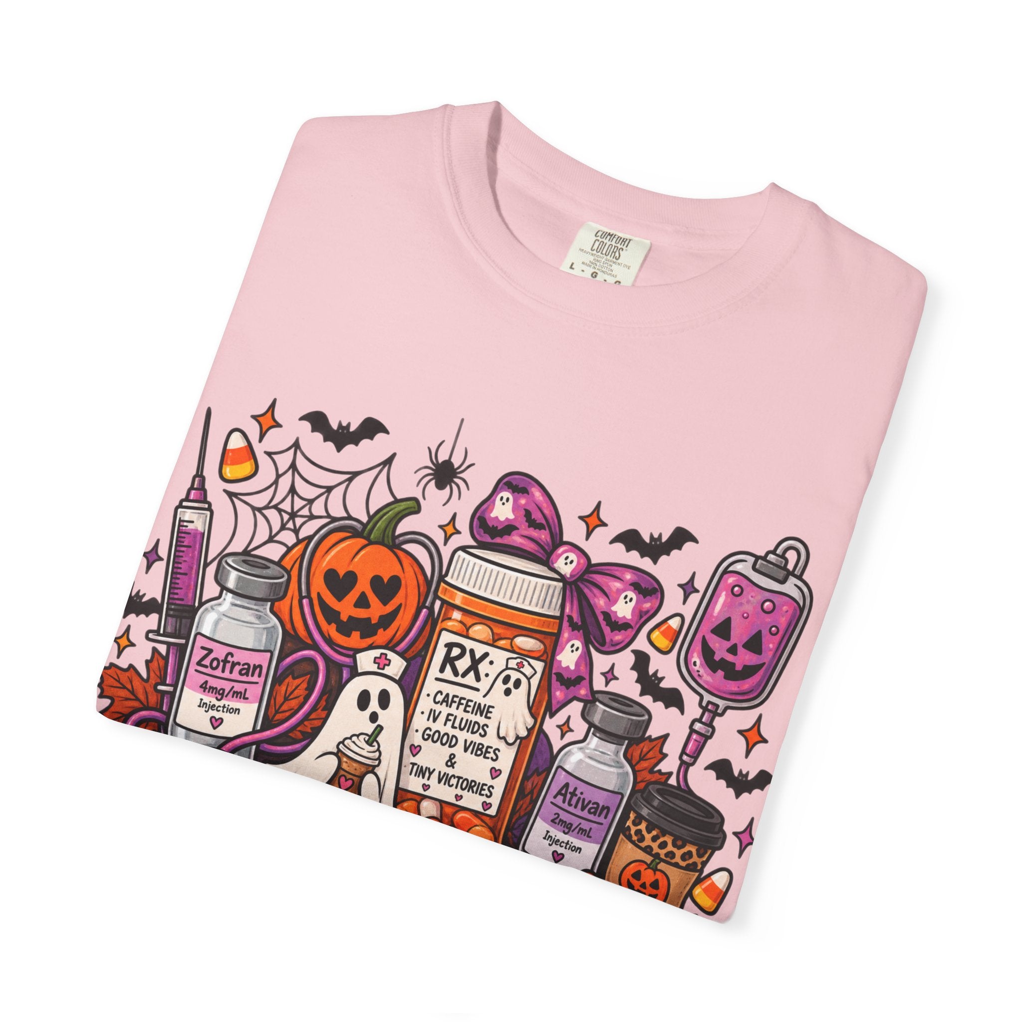 Halloween Pill Bottle T-Shirt — Candy, Pumpkins & Spooky Medicine Design