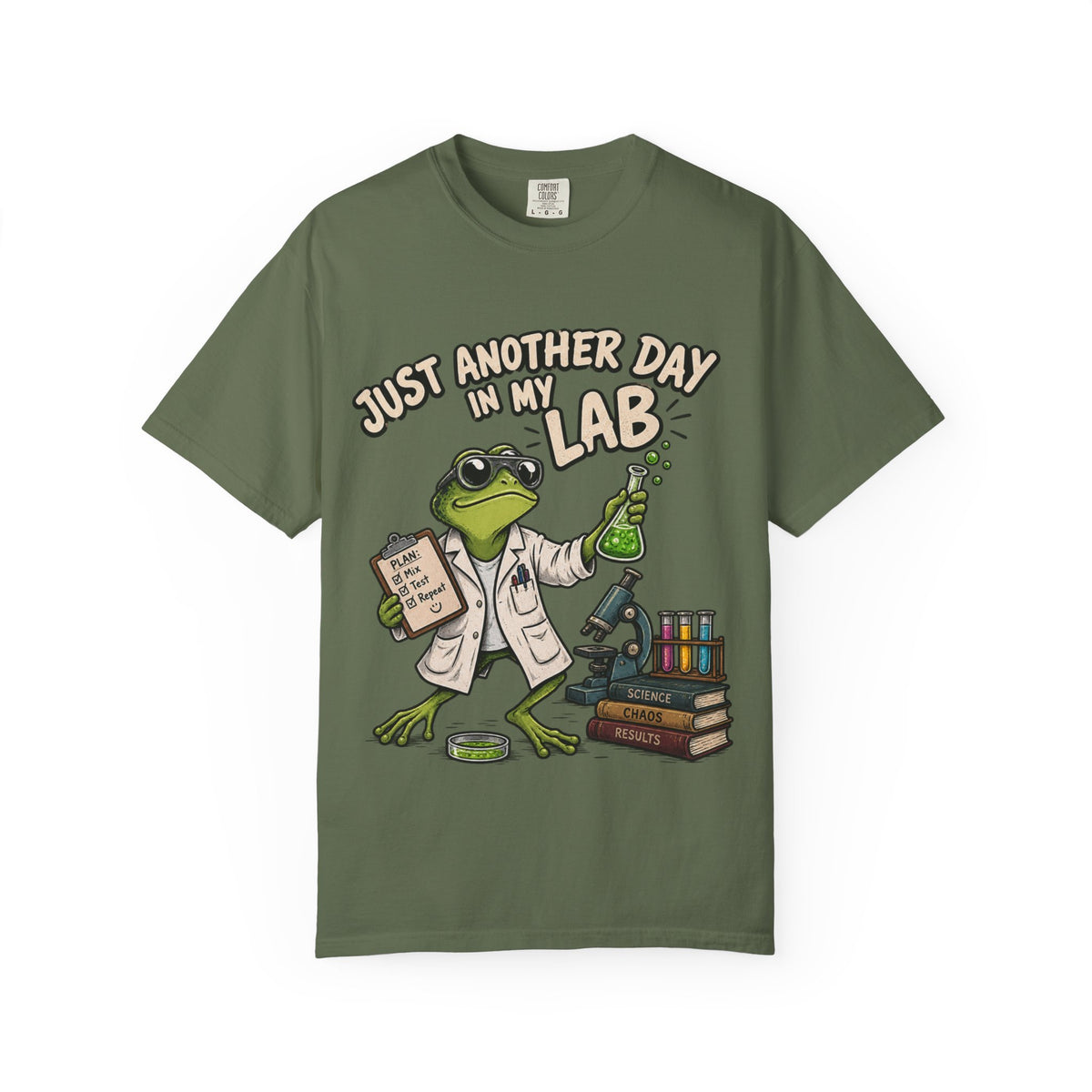 Just Another Day in My Lab Frog T-Shirt — Cute Scientist Amphibian Tee for Lab Lovers