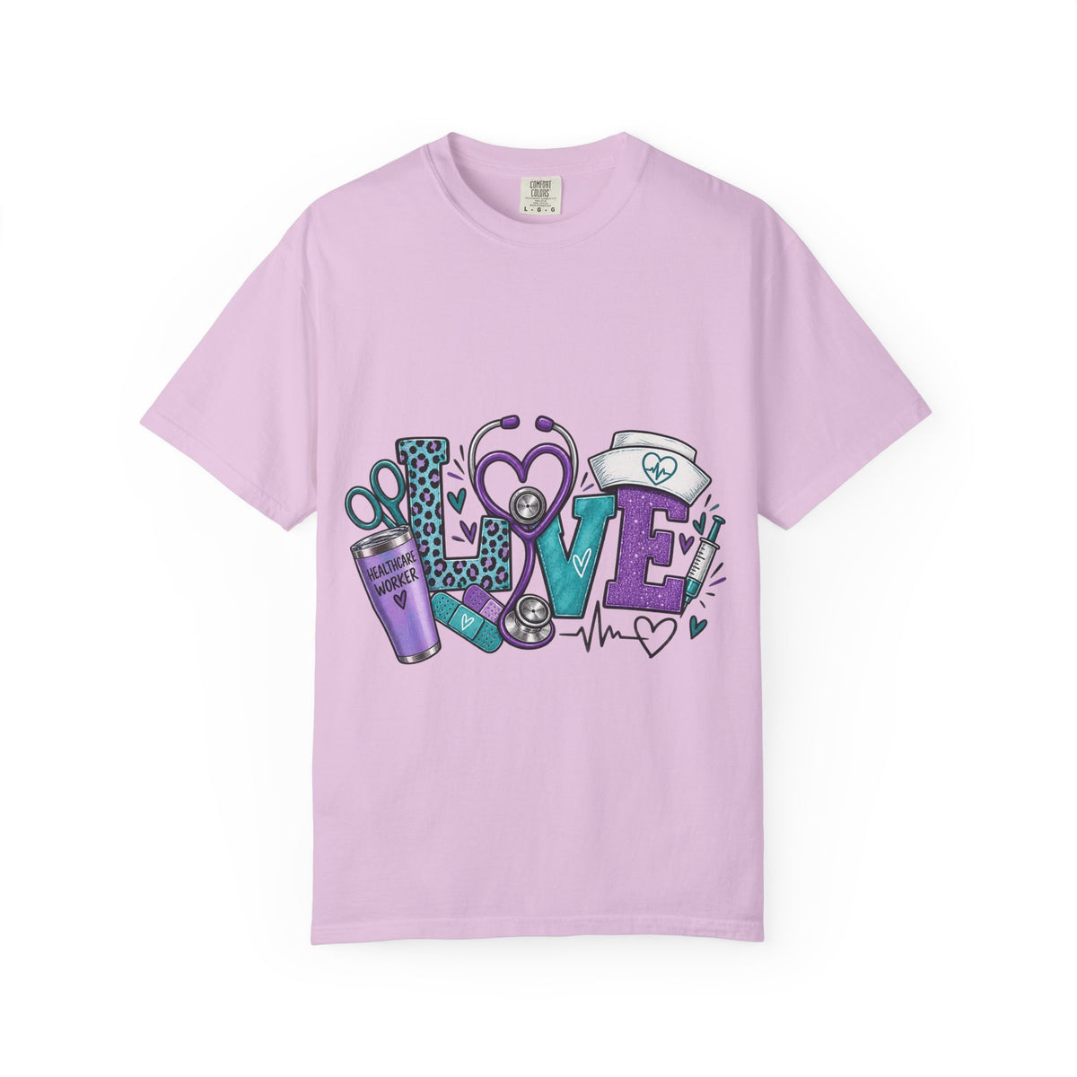 Nurse Love T-Shirt — Medical Hearts, Stethoscope & Scrubs Graphic