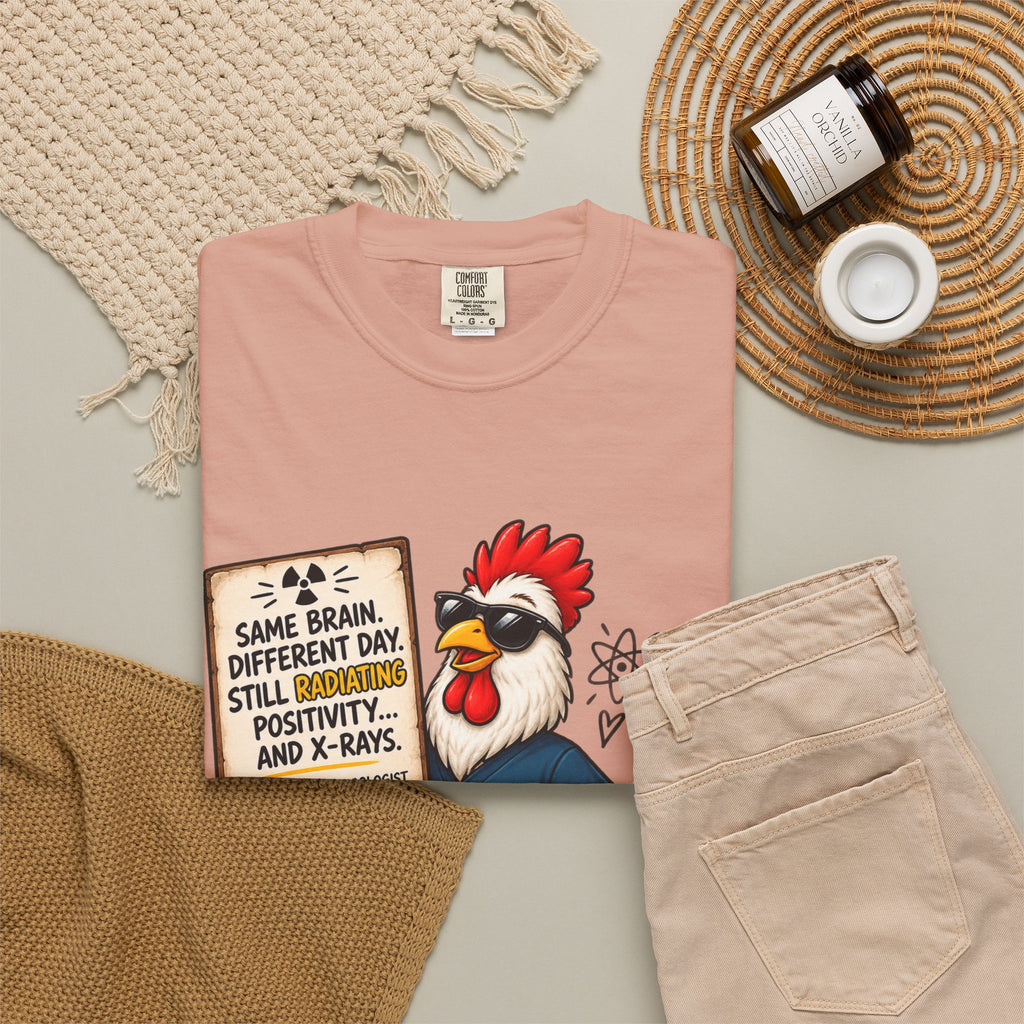 Radiology Rooster T-Shirt — 'Same Brain, Different Day' Medical Tech Tee